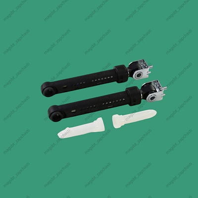 Shock absorber Ariston, Indesit 100H with mount. The bushing is plastic on one side, and fasteners for a nut on the other. Shock absorbers are designed to dampen vibrations of the tank during washing and especially during the spinning stage. Shock absor