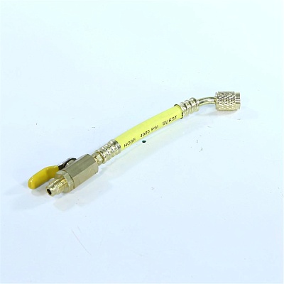Шланг заправочный 20 см 1/4"-1/4" 1шт с шаровым краном желтый DSZH R410-YV Шланг заправочный 20 см 1/4"-1/4" 1шт с шаровым краном желтый DSZH R410-YV