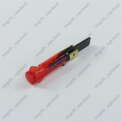 Кнопка 2 конт Ø9мм 250V max120° индикатор красный