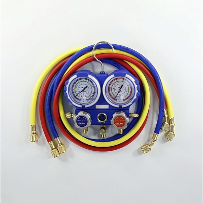 Manifold 2 valve R22/R134a/R404A/R407C 3 hoses 120 cm no connector VALUE VMG-2-R22-B F