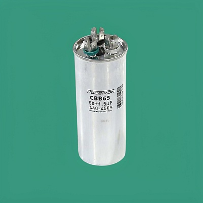 Конденсатор CBB65 50+1,5 мкф 450V совмещенный, металл Конденсатор CBB65 50+1,5 мкф 450V совмещенный, металл