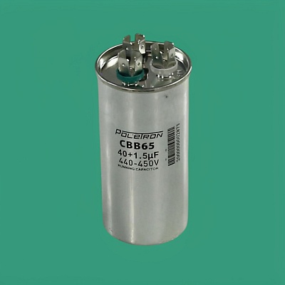 Конденсатор CBB65 40+1,5 мкф 450V совмещенный, металл Конденсатор CBB65 40+1,5 мкф 450V совмещенный, металл