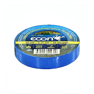 *Tape PVC insulating 15 mm x 20m blue ECON *Tape PVC insulating 15 mm x 20m blue ECON