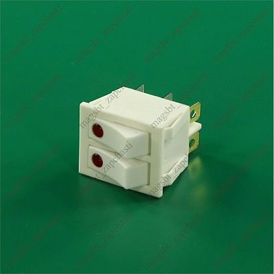 Button 6 pin 16A white universal 2 key