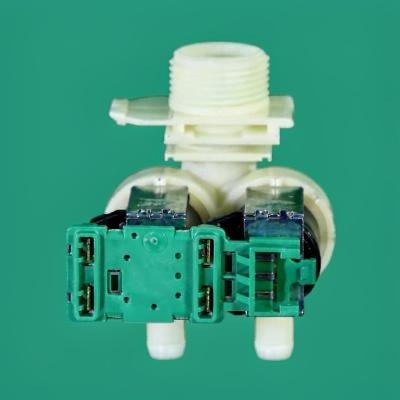 *Washing machine solenoid inlet valve 2 180° Ø10 mm chip plug right 220 V Bosch Siemens photo 2423401
