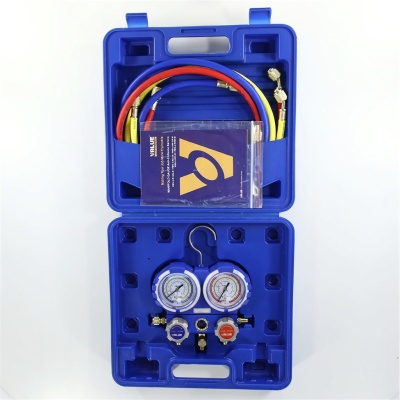 Manifold 2 valve R22/R134a/R404A/R407C 3 hoses 120 cm no connector VALUE VMG-2-R22-B F photo 2493849