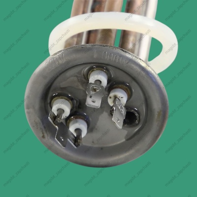 Heating element in/n 1000W 500+500 220V Ø64mm L240mm anode M4 with gasket photo 2269325