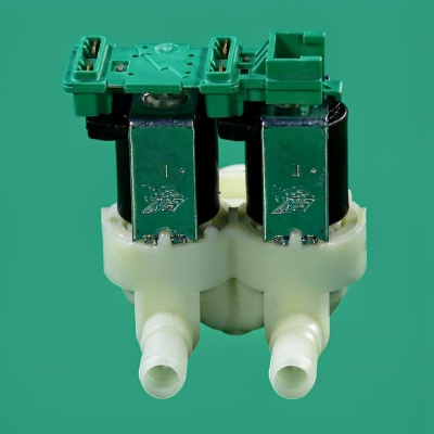 *Washing machine solenoid inlet valve 2 180° Ø10 mm chip plug right 220 V Bosch Siemens photo 2423402