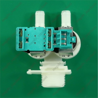 *Washing machine solenoid inlet valve 2 180° Ø10 mm chip plug left 220 V Bosch Siemens photo 2423391