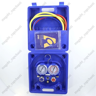 Manifold 2 valve R22/R134a/R404/R410 in a case + 3 hoses 150 cm VALUE VMG-2-R410A F photo 2146310