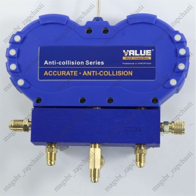 Manifold 2 valve R22/R134a/R404/R410 in a case + 3 hoses 150 cm VALUE VMG-2-R410A F photo 2146309